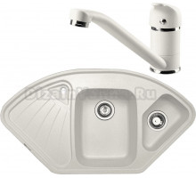 Комплект Мойка Zigmund & Shtain Eckig 1000.2, индийская ваниль + Смеситель ZS 0200, индийская ваниль