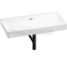 Накладная раковина Wellsee Bromance 201001812 90 глянцевая белая, матовая черная, прямоугольная, фаянс, с 1 отверстием под смеситель