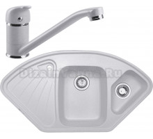 Комплект Мойка Zigmund & Shtain Eckig 1000.2, млечный путь + Смеситель ZS 0200, млечный путь