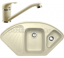 Комплект Мойка Zigmund & Shtain Eckig 1000.2, молодое шампанское + Смеситель ZS 0200, молодое шампанское