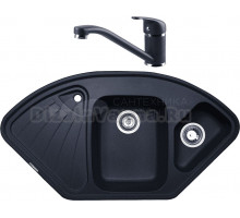 Комплект Мойка Zigmund & Shtain Eckig 1000.2, черный базальт + Смеситель ZS 0200, черный базальт