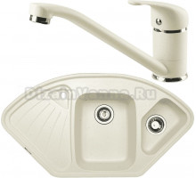 Комплект Мойка Zigmund & Shtain Eckig 1000.2, топленое молоко + Смеситель ZS 0200, топленое молоко