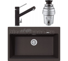 Комплект Мойка TopZero TopGran Gretta 780.510-93, chocolate 93 + Смеситель Leonardo, chocolate 93 + Измельчитель Zorg Inox D