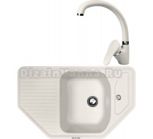 Комплект Мойка Zigmund & Shtain Eckig 800, индийская ваниль + Смеситель ZS 0300, индийская ваниль