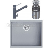 Комплект Мойка TopZero TopGran Miranda 530.460-49, titan 49 + Смеситель Leonardo, titan 49 + Измельчитель Bort Titan 4000 Plus