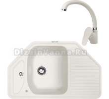 Комплект Мойка Zigmund & Shtain Eckig 800, каменная соль + Смеситель ZS 0300, каменная соль