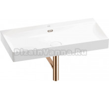 Накладная раковина Wellsee Bromance 201001814 90 глянцевая белая, розовое золото, прямоугольная, фаянс, с 1 отверстием под смеситель