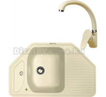 Комплект Мойка Zigmund & Shtain Eckig 800, молодое шампанское + Смеситель ZS 0300, молодое шампанское