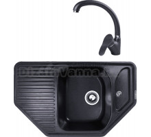 Комплект Мойка Zigmund & Shtain Eckig 800, темная скала + Смеситель ZS 0300, темная скала