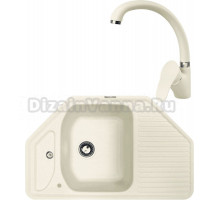 Комплект Мойка Zigmund & Shtain Eckig 800, топленое молоко + Смеситель ZS 0300, топленое молоко