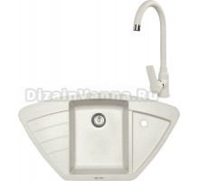 Комплект Мойка Zigmund & Shtain Eckig 900, индийская ваниль + Смеситель ZS 0400, индийская ваниль