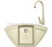 Комплект Мойка Zigmund & Shtain Eckig 900, молодое шампанское + Смеситель ZS 0400, молодое шампанское