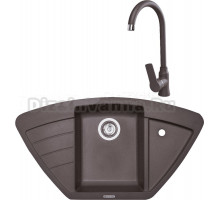 Комплект Мойка Zigmund & Shtain Eckig 900, швейцарский шоколад + Смеситель ZS 0400, швейцарский шоколад