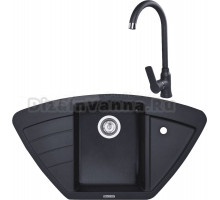 Комплект Мойка Zigmund & Shtain Eckig 900, темная скала + Смеситель ZS 0400, темная скала