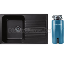 Комплект Мойка Reflexion Bolero, 74 черная + Измельчитель Paulmark Intenso