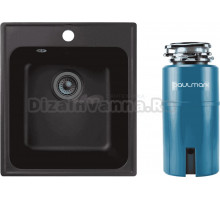 Комплект Мойка Reflexion Quadra, 42 черная + Измельчитель Paulmark Intenso