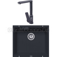 Комплект Мойка Zigmund & Shtain Integra 500, черный базальт + Смеситель ZS 0700, черный базальт