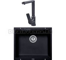 Комплект Мойка Zigmund & Shtain Integra 500, темная скала + Смеситель ZS 0700, темная скала