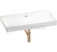 Накладная раковина Wellsee Bromance 201001819 90 глянцевая белая, розовое золото, прямоугольная, фаянс, с 1 отверстием под смеситель