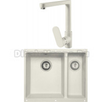 Комплект Мойка Zigmund & Shtain Integra 500.2, топленое молоко + Смеситель ZS 0800, топленое молоко