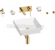 Комплект 8 в 1 Wellsee Doux 201005943 глянцевый белый, золото, С ВНУТРЕННЕЙ ЧАСТЬЮ