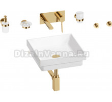 Комплект 8 в 1 Wellsee Doux 201005963 глянцевый белый, золото, С ВНУТРЕННЕЙ ЧАСТЬЮ