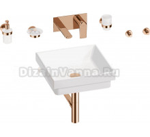 Комплект 8 в 1 Wellsee Doux 201005979 глянцевый белый, розовое золото, С ВНУТРЕННЕЙ ЧАСТЬЮ