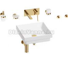 Комплект 8 в 1 Wellsee Doux 201006023 глянцевый белый, золото, С ВНУТРЕННЕЙ ЧАСТЬЮ