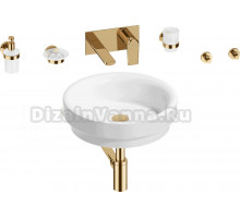 Комплект 8 в 1 Wellsee Doux 201006038 глянцевый белый, золото, С ВНУТРЕННЕЙ ЧАСТЬЮ