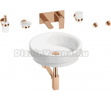 Комплект 8 в 1 Wellsee Doux 201006059 глянцевый белый, розовое золото, С ВНУТРЕННЕЙ ЧАСТЬЮ