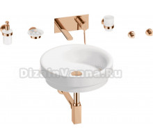 Комплект 8 в 1 Wellsee Doux 201006064 глянцевый белый, розовое золото, С ВНУТРЕННЕЙ ЧАСТЬЮ