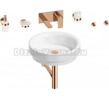 Комплект 8 в 1 Wellsee Doux 201006079 глянцевый белый, розовое золото, С ВНУТРЕННЕЙ ЧАСТЬЮ