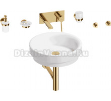 Комплект 8 в 1 Wellsee Doux 201006083 глянцевый белый, золото, С ВНУТРЕННЕЙ ЧАСТЬЮ