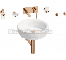 Комплект 8 в 1 Wellsee Doux 201006084 глянцевый белый, розовое золото, С ВНУТРЕННЕЙ ЧАСТЬЮ