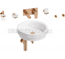 Комплект 8 в 1 Wellsee Doux 201006119 глянцевый белый, розовое золото, С ВНУТРЕННЕЙ ЧАСТЬЮ