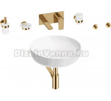 Комплект 8 в 1 Wellsee Chalice Perfection 201006138 глянцевый белый, золото, С ВНУТРЕННЕЙ ЧАСТЬЮ