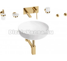 Комплект 8 в 1 Wellsee Chalice Perfection 201006163 глянцевый белый, золото, С ВНУТРЕННЕЙ ЧАСТЬЮ