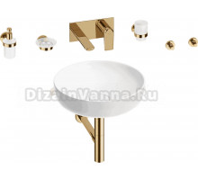 Комплект 8 в 1 Wellsee Chalice Perfection 201006178 глянцевый белый, золото, С ВНУТРЕННЕЙ ЧАСТЬЮ