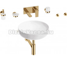 Комплект 8 в 1 Wellsee Chalice Perfection 201006198 глянцевый белый, золото, С ВНУТРЕННЕЙ ЧАСТЬЮ