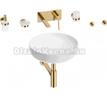 Комплект 8 в 1 Wellsee Chalice Perfection 201006203 глянцевый белый, золото, С ВНУТРЕННЕЙ ЧАСТЬЮ