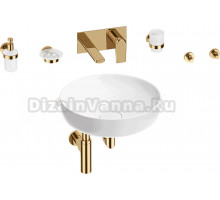 Комплект 8 в 1 Wellsee Chalice Perfection 201006218 глянцевый белый, золото, С ВНУТРЕННЕЙ ЧАСТЬЮ