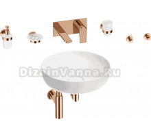 Комплект 8 в 1 Wellsee Chalice Perfection 201006219 глянцевый белый, розовое золото, С ВНУТРЕННЕЙ ЧАСТЬЮ