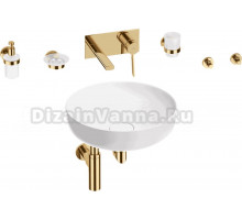 Комплект 8 в 1 Wellsee Chalice Perfection 201006223 глянцевый белый, золото, С ВНУТРЕННЕЙ ЧАСТЬЮ