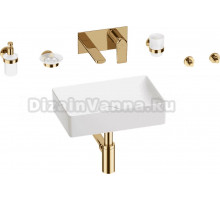 Комплект 8 в 1 Wellsee Pure BY Wellsee 201006283 глянцевый белый, золото, С ВНУТРЕННЕЙ ЧАСТЬЮ