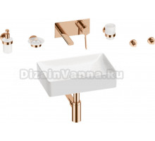 Комплект 8 в 1 Wellsee Pure BY Wellsee 201006289 глянцевый белый, розовое золото, С ВНУТРЕННЕЙ ЧАСТЬЮ