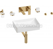 Комплект 8 в 1 Wellsee Pure BY Wellsee 201006328 глянцевый белый, золото, С ВНУТРЕННЕЙ ЧАСТЬЮ