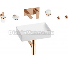 Комплект 8 в 1 Wellsee Pure BY Wellsee 201006329 глянцевый белый, розовое золото, С ВНУТРЕННЕЙ ЧАСТЬЮ