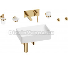 Комплект 8 в 1 Wellsee Pure BY Wellsee 201006348 глянцевый белый, золото, С ВНУТРЕННЕЙ ЧАСТЬЮ