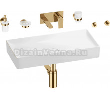 Комплект 8 в 1 Wellsee Pure BY Wellsee 201006463 глянцевый белый, золото, С ВНУТРЕННЕЙ ЧАСТЬЮ