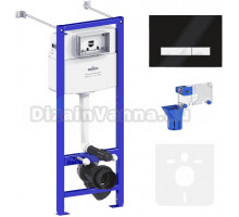 Инсталляция с кнопкой Lavinia Boho RelFix 77020060 цвет глянцевый черный, глянцевый белый, крепление к полу и стене, с регулировкой по высоте, с функцией удаления запахов